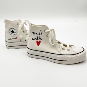 Converse Chuck Taylor Lift Platform High Tops Sneakers Shoes Made with Love 6.5